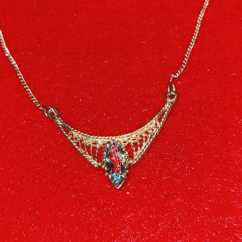 Vintage .925 Sterling Topaz Necklace & Earrings
